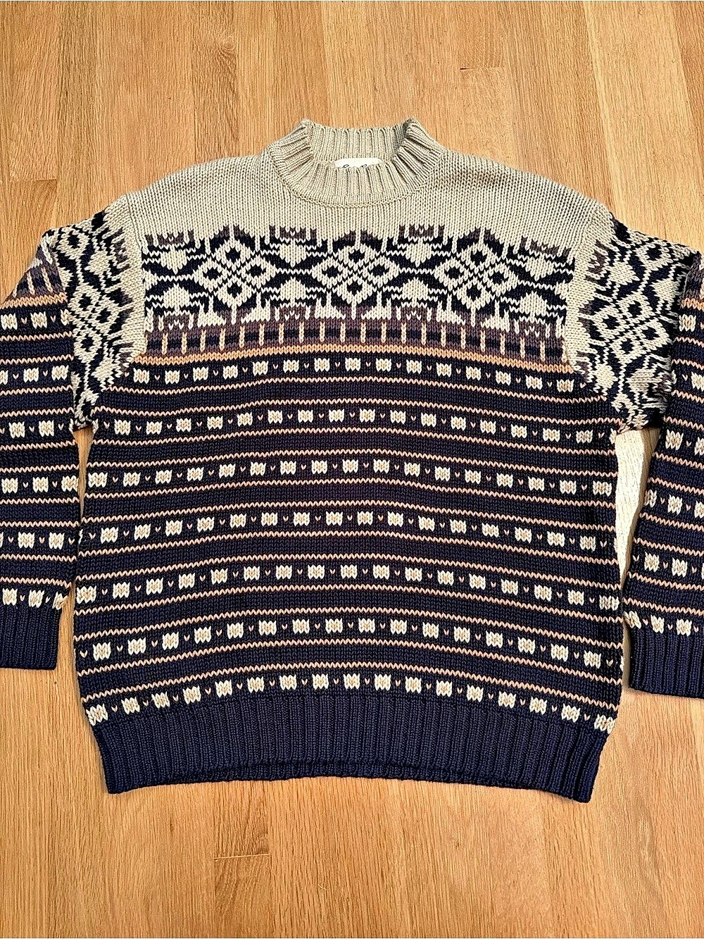 Eddie Bauer Men's Cotton Geometric Crewneck Sweater Size Large
